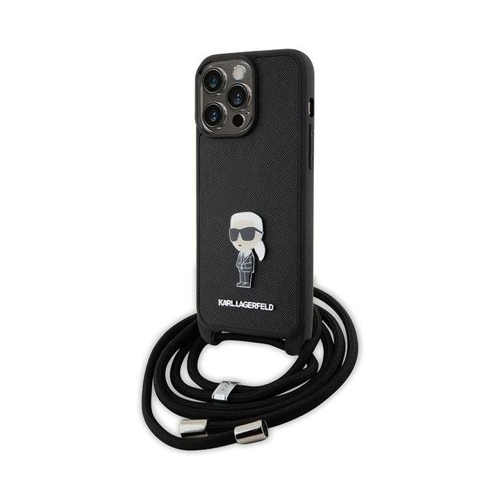 Dėklas Karl Lagerfeld Crossbody Saffiano Monogram Metal Pin Karl & Choupette na iPhone 15 Pro Max - nuotraukos