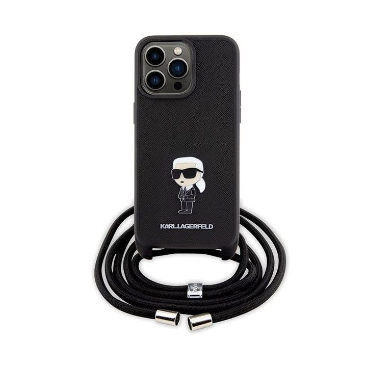 Dėklas Karl Lagerfeld Crossbody Saffiano Monogram Metal Pin Karl & Choupette na iPhone 15 Pro Max - nuotraukos
