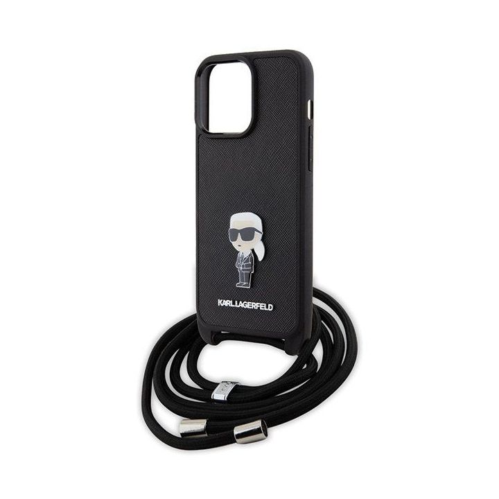 Dėklas Karl Lagerfeld Crossbody Saffiano Monogram Metal Pin Karl & Choupette na iPhone 15 Pro Max - nuotraukos