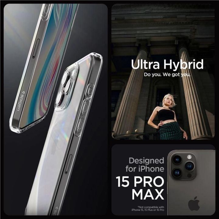 Spigen Crystal Hybrid , krištolo skaidrumo - iPhone 15 Pro Max