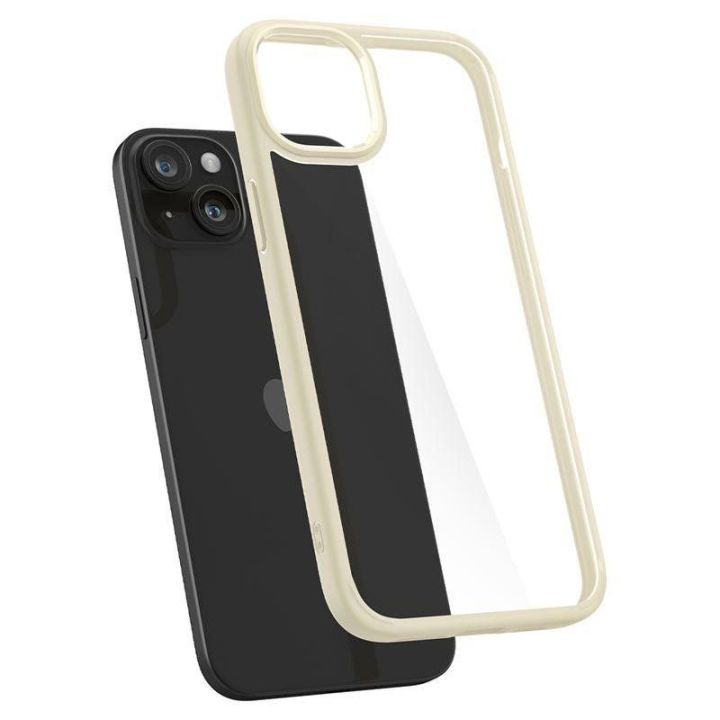 Spigen Crystal Hybrid priedas iPhone 15 Plus - Smėlio spalvos