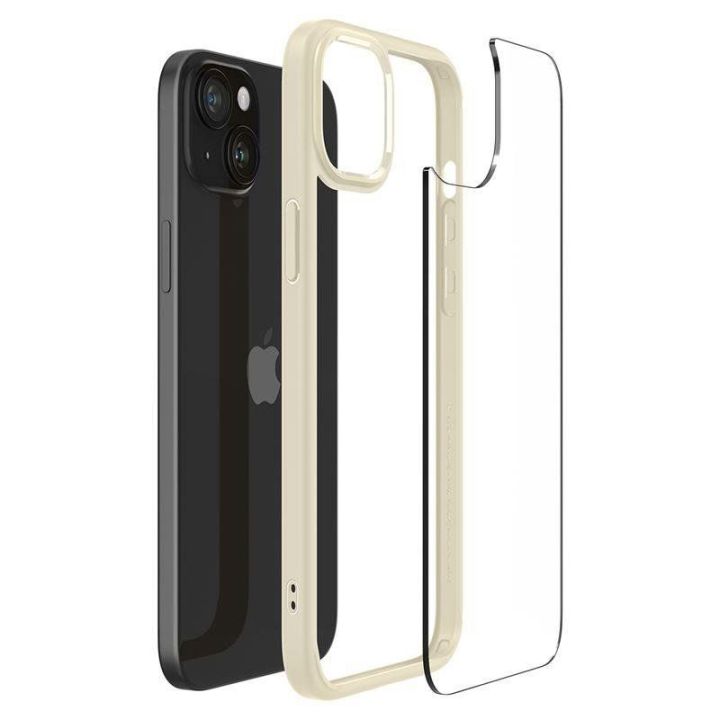 Spigen Crystal Hybrid priedas iPhone 15 Plus - Smėlio spalvos