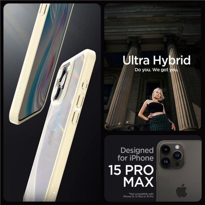 Spigen Crystal Hybrid , smėlio smėlio spalvos - iPhone 15 Pro Max