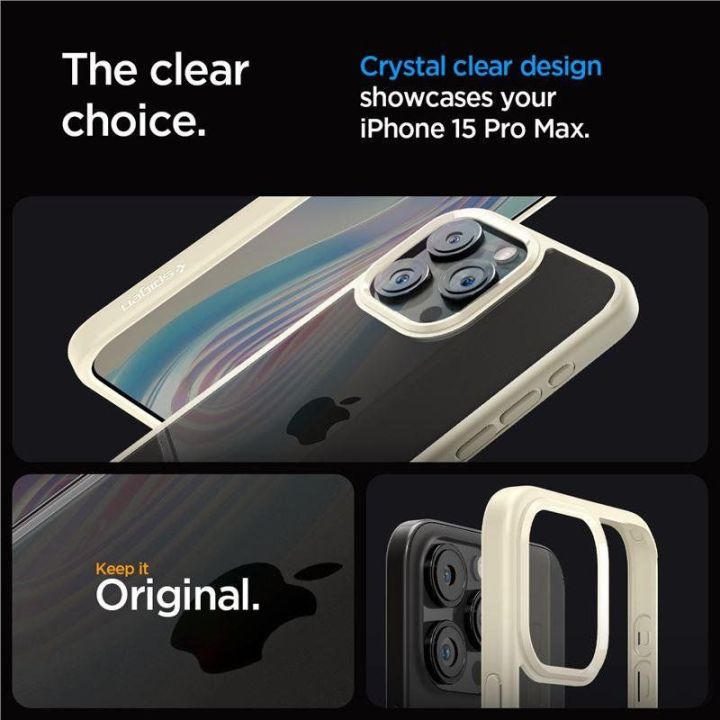 Spigen Crystal Hybrid , smėlio smėlio spalvos - iPhone 15 Pro Max