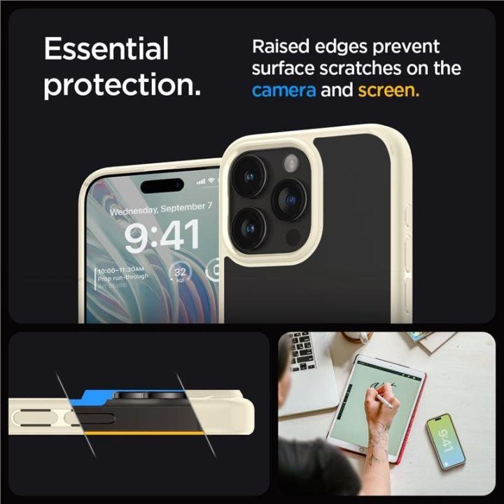 Spigen Crystal Hybrid , smėlio smėlio spalvos - iPhone 15 Pro Max