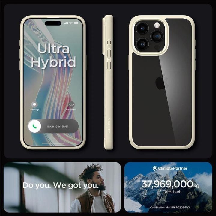 Spigen Crystal Hybrid , smėlio smėlio spalvos - iPhone 15 Pro Max