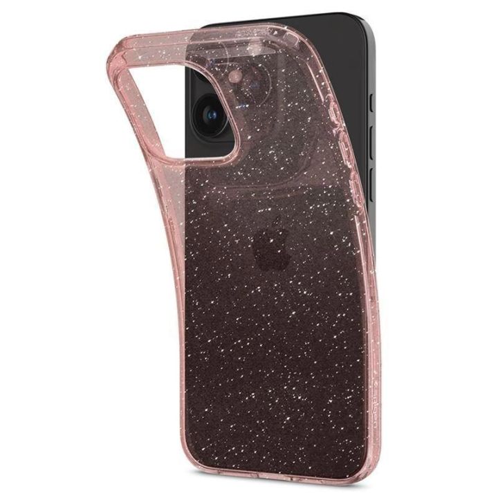 Spigen skystųjų kristalų blizgučiai, rožinis kvarcas - iPhone 15 Pro Max