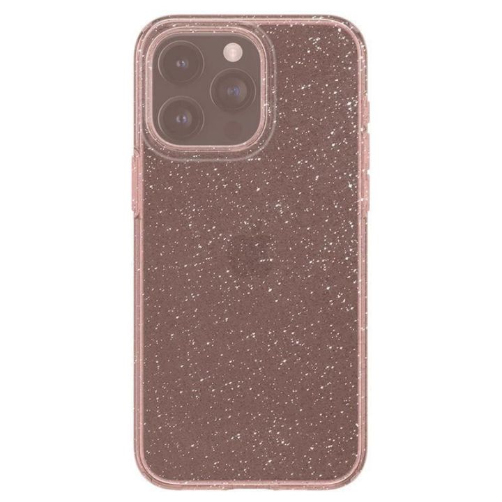 Spigen skystųjų kristalų blizgučiai, rožinis kvarcas - iPhone 15 Pro Max