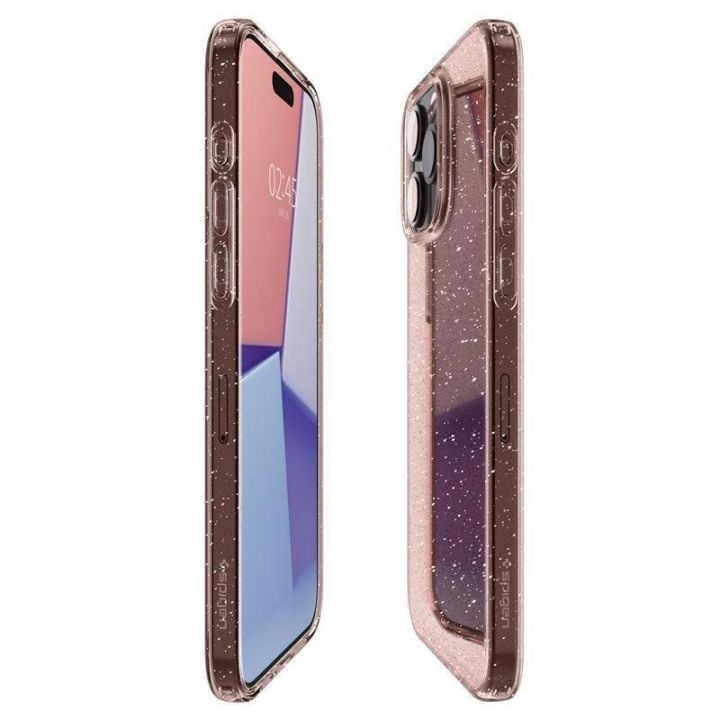 Spigen skystųjų kristalų blizgučiai, rožinis kvarcas - iPhone 15 Pro Max
