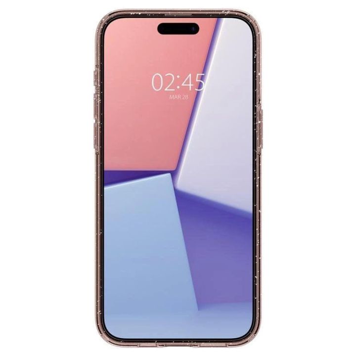 Spigen skystųjų kristalų blizgučiai, rožinis kvarcas - iPhone 15 Pro Max