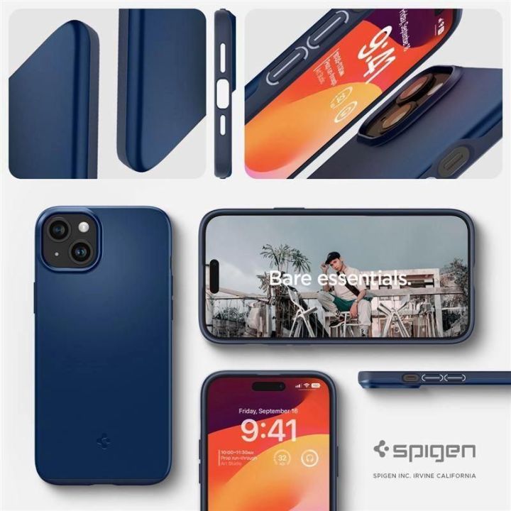 Spigen Thin Fit dėklas iPhone 15 Plus - mėlynas