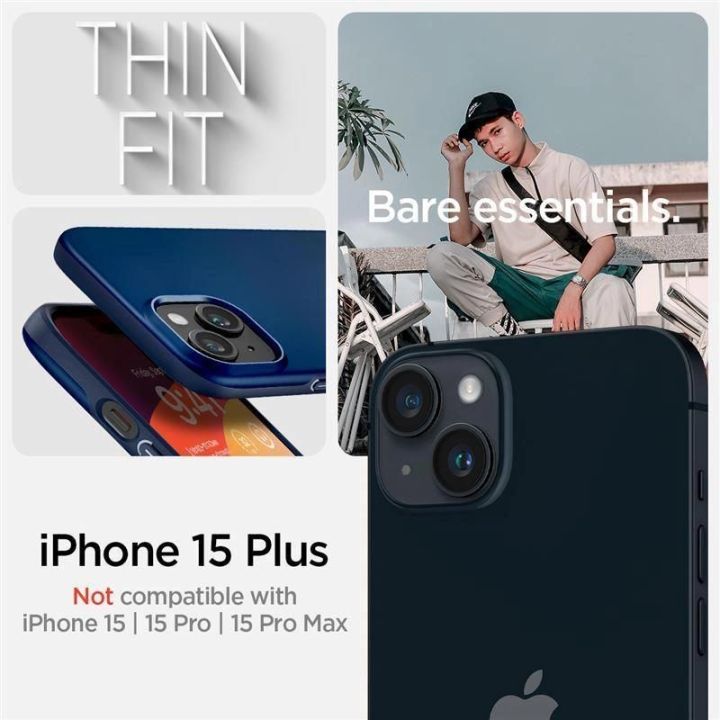 Spigen Thin Fit dėklas iPhone 15 Plus - mėlynas