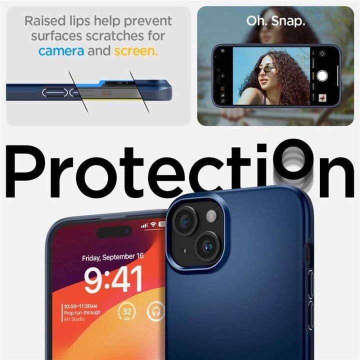 Spigen Thin Fit dėklas iPhone 15 Plus - mėlynas