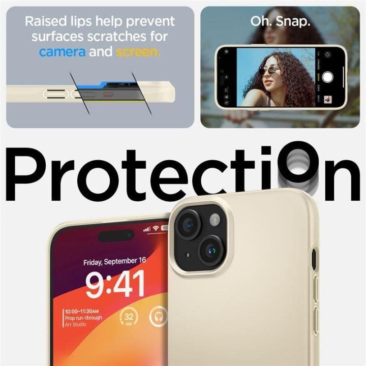 Dėklas Spigen Thin Fit do iPhone 15 Plus - Smėlio spalvos
