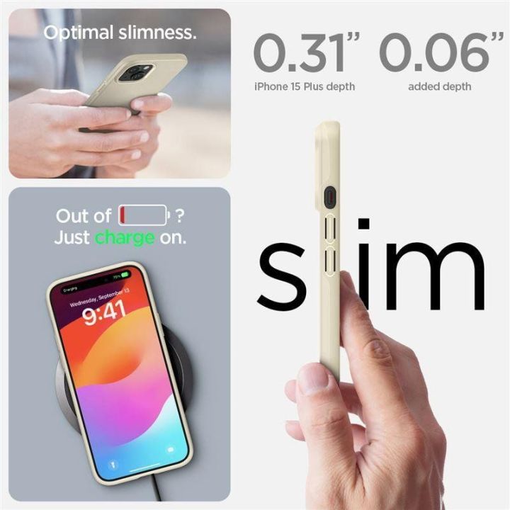 Dėklas Spigen Thin Fit do iPhone 15 Plus - Smėlio spalvos