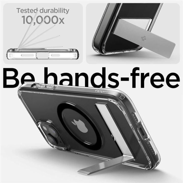 Spigen Ultra Hybrid S MagSafe dėklas su stovu iPhone 15 Plus - juodas