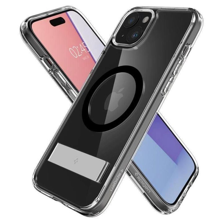 Spigen Ultra Hybrid S MagSafe dėklas su stovu iPhone 15 Plus - juodas