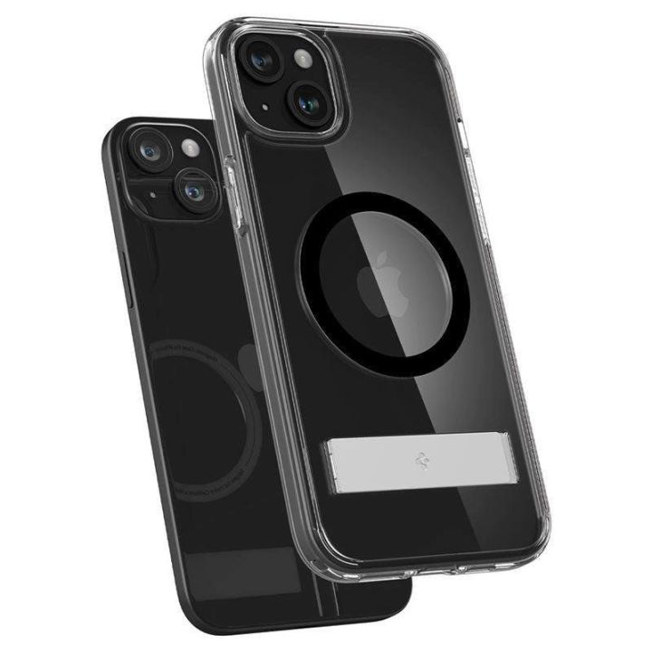 Spigen Ultra Hybrid S MagSafe dėklas su stovu iPhone 15 Plus - juodas