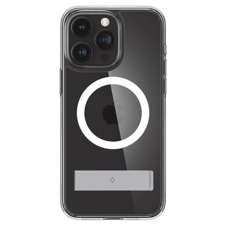 Spigen Ultra Hybrid S MagSafe dėklas su stovu iPhone 15 Pro - skaidrus