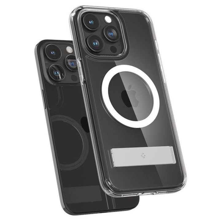 Spigen Ultra Hybrid S MagSafe dėklas su stovu iPhone 15 Pro - skaidrus