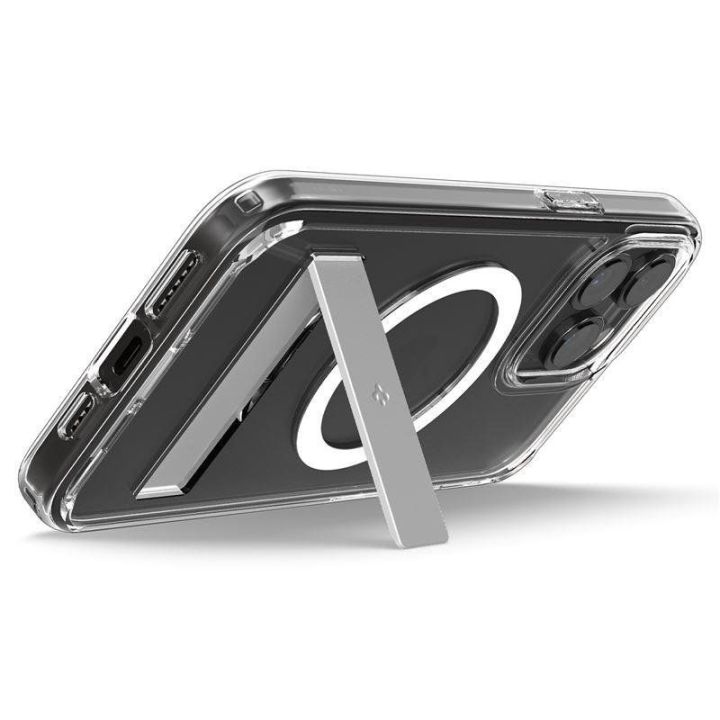 Spigen Ultra Hybrid S MagSafe dėklas su stovu iPhone 15 Pro - skaidrus
