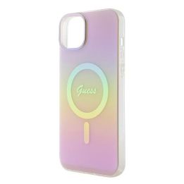 Guess IML Iridescent MagSafe dėklas iPhone 15 Plus - rožinis