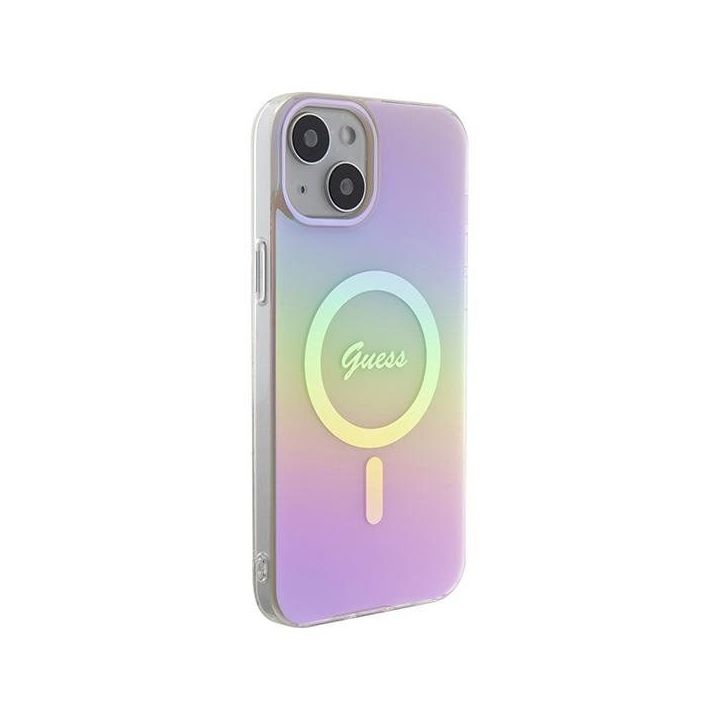 Guess IML Iridescent MagSafe dėklas iPhone 15 Plus - rožinis