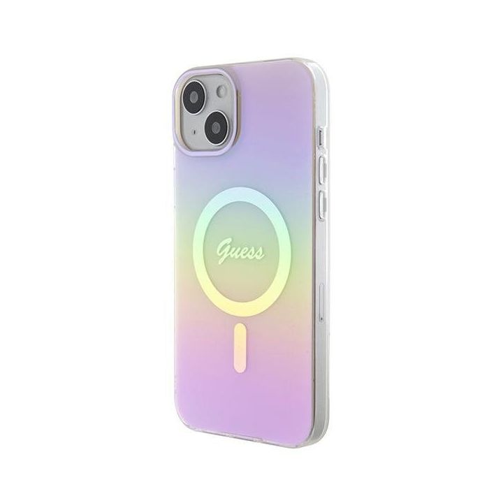 Guess IML Iridescent MagSafe dėklas iPhone 15 Plus - rožinis
