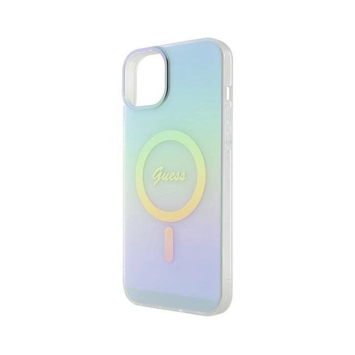 Guess IML Iridescent MagSafe dėklas iPhone 15 Plus - turkusowe