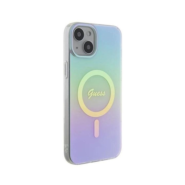 Guess IML Iridescent MagSafe dėklas iPhone 15 Plus - turkusowe