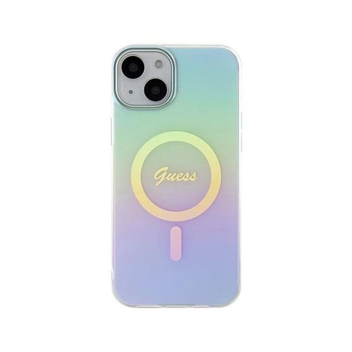 Guess IML Iridescent MagSafe dėklas iPhone 15 Plus - turkusowe