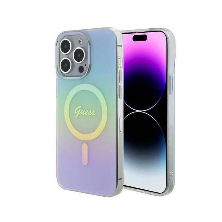 Įrankis Guess IML Iridescent MagSafe do iPhone 15 Pro Max - turkusowe