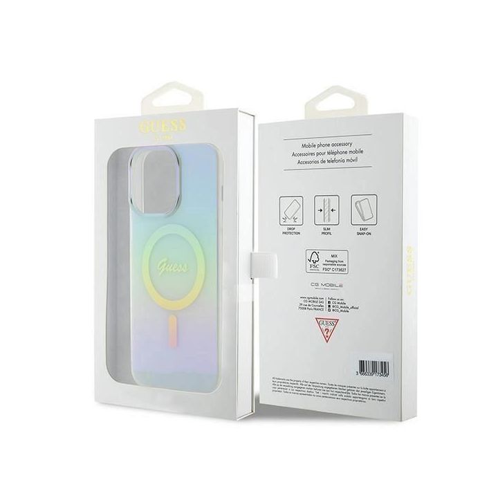 Įrankis Guess IML Iridescent MagSafe do iPhone 15 Pro Max - turkusowe