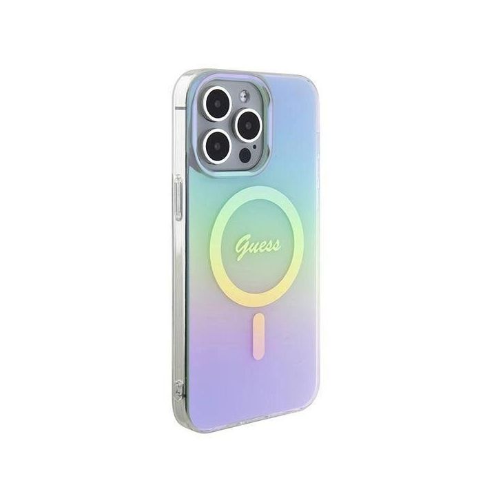 Įrankis Guess IML Iridescent MagSafe do iPhone 15 Pro Max - turkusowe