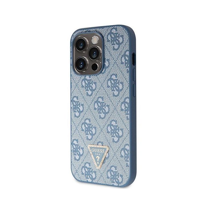 Guess Crossbody 4G metalinis dėklas su logotipu iPhone 14 Pro - mėlynas