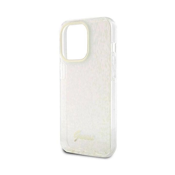 Guess IML Faceted Mirror Disco Iridescent į iPhone 15 Pro - rožinės spalvos