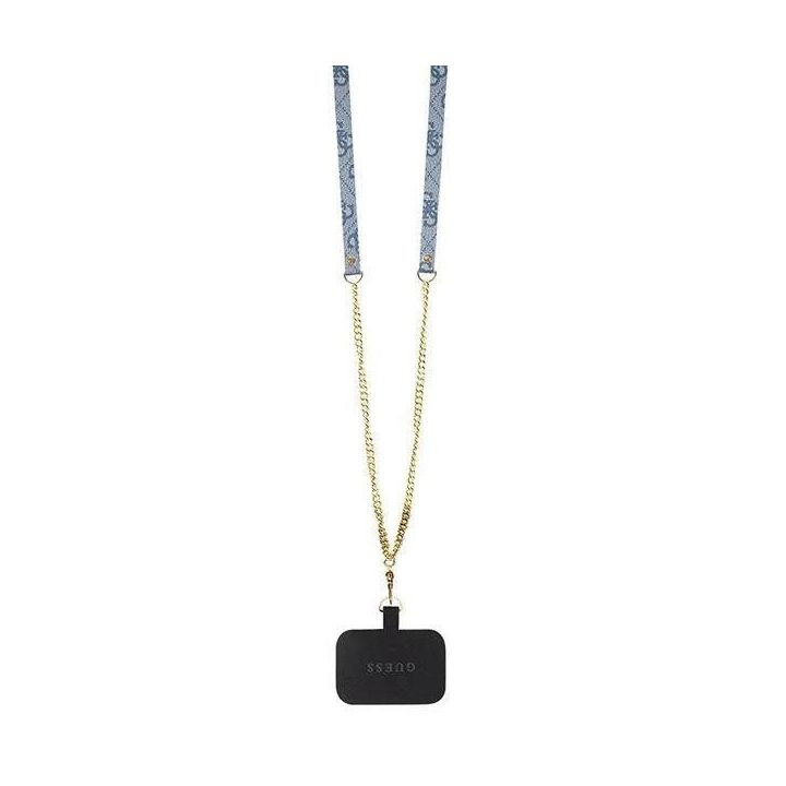 Guess Crossbody 4G metalinis dėklas su logotipu iPhone 15 Pro - mėlynas