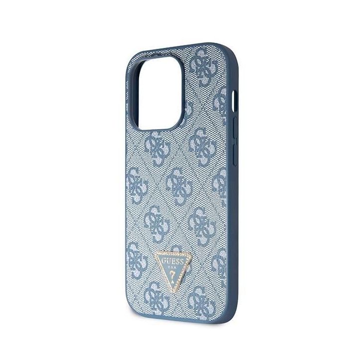 Guess Crossbody 4G metalinis dėklas su logotipu iPhone 15 Pro - mėlynas