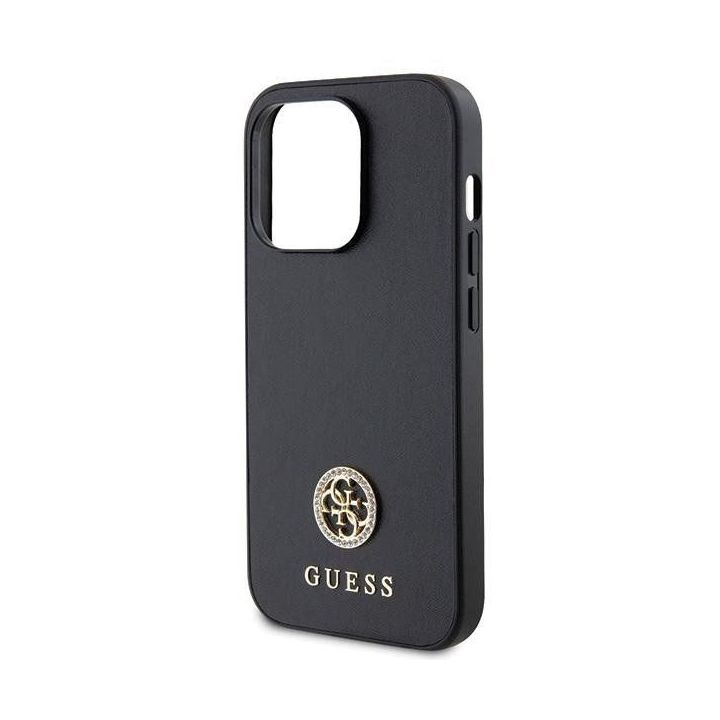 Dėklas Guess Strass Metal Logo do iPhone 15 Pro - juodos spalvos