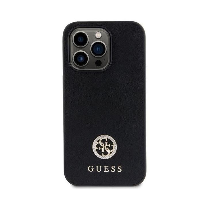 Dėklas Guess Strass Metal Logo do iPhone 15 Pro - juodos spalvos