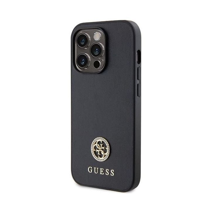 Dėklas Guess Strass Metal Logo do iPhone 15 Pro - juodos spalvos