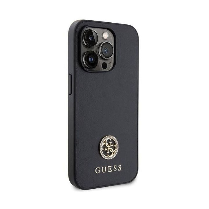 Dėklas Guess Strass Metal Logo do iPhone 15 Pro - juodos spalvos