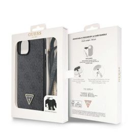 Guess Crossbody 4G metalinis dėklas su logotipu, skirtas iPhone 15 Plus - juodas