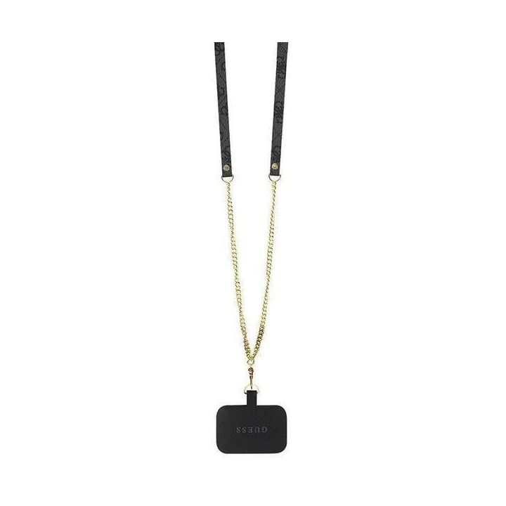 Guess Crossbody 4G metalinis dėklas su logotipu, skirtas iPhone 15 Plus - juodas