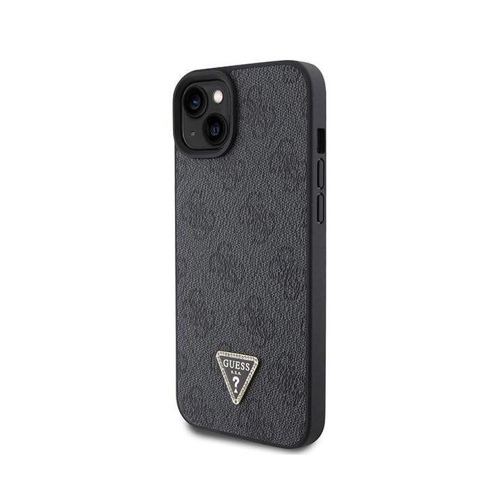 Guess Crossbody 4G metalinis dėklas su logotipu, skirtas iPhone 15 Plus - juodas