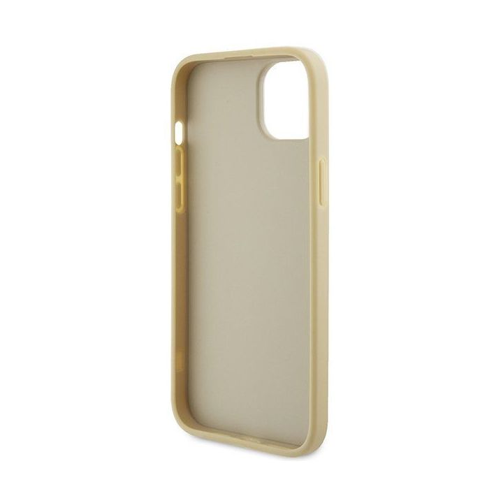Guess Strass metalinis dėklas su iPhone 15 Plus logotipu - auksinis