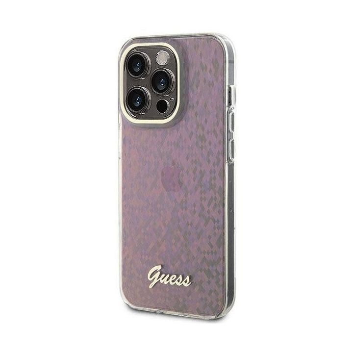Guess IML Faceted Mirror Disco Iridescent į iPhone 15 Pro Max - rožinės spalvos