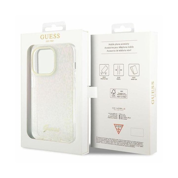 Guess IML Faceted Mirror Disco Iridescent į iPhone 15 Pro Max - rožinės spalvos