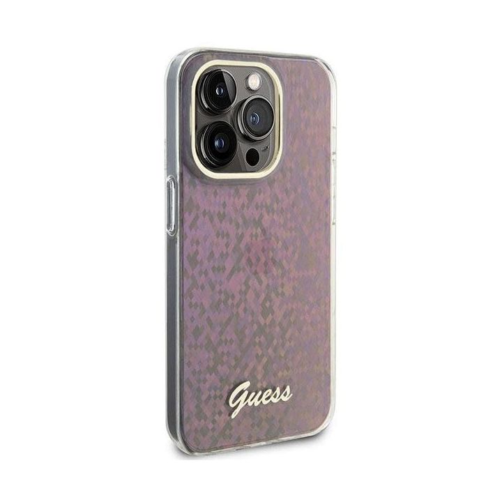 Guess IML Faceted Mirror Disco Iridescent į iPhone 15 Pro Max - rožinės spalvos