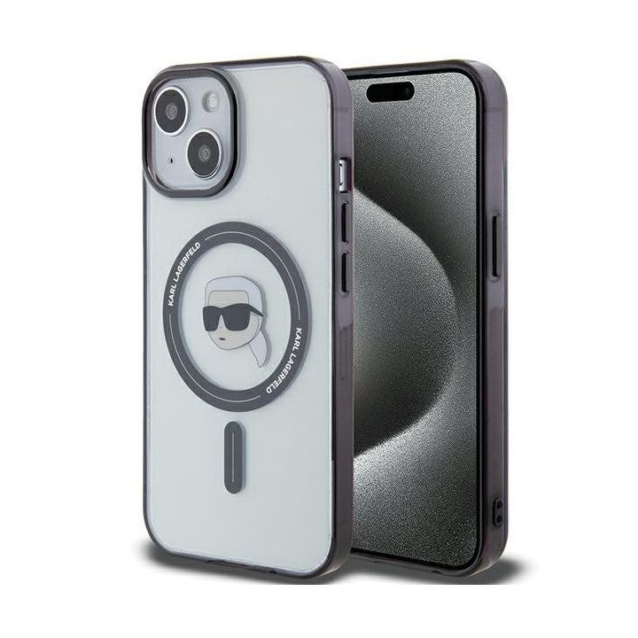 Karl Lagerfeld IML Karl's Head MagSafe dėklas iPhone 15 - skaidrus